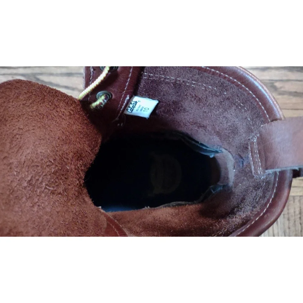 Cabelas Mens Duck Boots Size 10 Brown Leather Rubber Steel Shank Rain Snow Boots